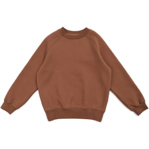A brown kids' cotton sweatshirt with a round neck and long sleeves. The design features a simple, casual style.