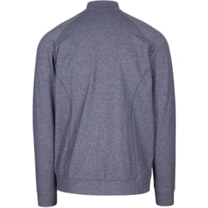 A grey heather jacket with a plain back design, featuring a subtle texture and a stand-up collar.