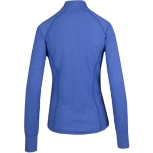 A women's heather jacket in a vibrant blue colour, featuring a fitted design and long sleeves.