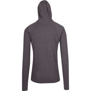 A grey unisex hoodie with a fitted design and a hood, featuring long sleeves and a logo.