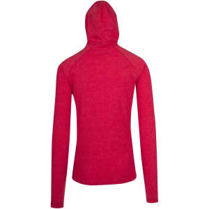 A red unisex hoodie with a fitted design and a hood, featuring long sleeves and a seamless back.