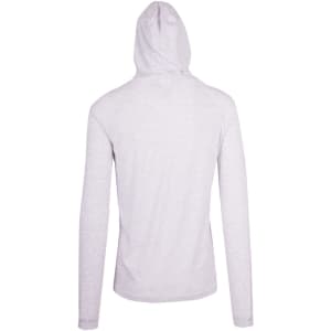 A light grey men's/unisex hoodie with a fitted design and a hood, featuring a logo on the back.