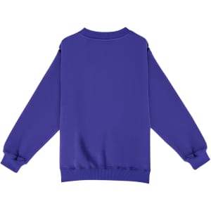 A purple kids' crew neck jumper with long sleeves and a relaxed fit. Features a solid colour design.