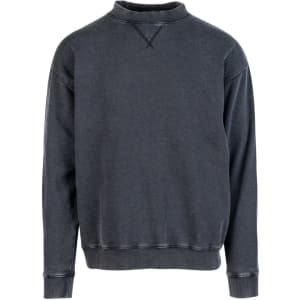 A unisex stone wash sweatshirt in a dark grey colour with a relaxed fit and a round neckline.