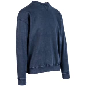 A dark navy unisex stone wash sweatshirt with a relaxed fit and a simple design, featuring a branding logo.