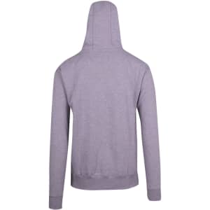 A grey men's brushed heavy zip fleece hoodie with a hood and cuffed sleeves, featuring a logo.