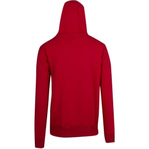 A red men's brushed heavy zip fleece hoodie with a hood and no visible logos.