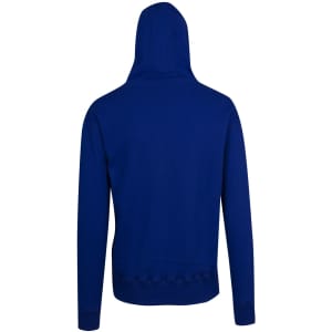 A blue men's brushed heavy zip fleece hoodie, featuring a hood and no visible front design elements.