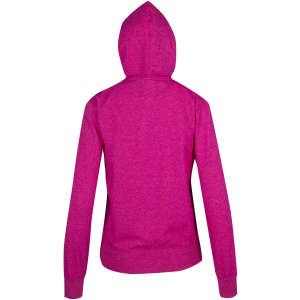 A pink heather zip hoodie featuring a hood and long sleeves, with a simple design and no visible logos.