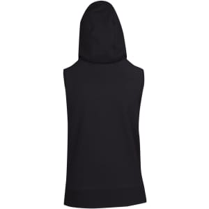 A sleeveless black zip hoodie from the Greatness Range, featuring a hood and a plain back design.