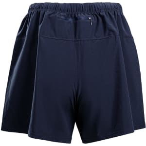 Men's FLEX shorts in navy blue with an elastic waistband and a small zipper pocket, featuring a logo.