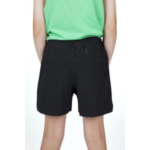 Kids' FLEX shorts in black featuring a back zip pocket and an elastic waistband, perfect for active wear.