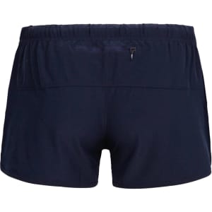 Womens' FLEX shorts in navy, featuring a comfortable elastic waistband and back pocket, with a logo detail.