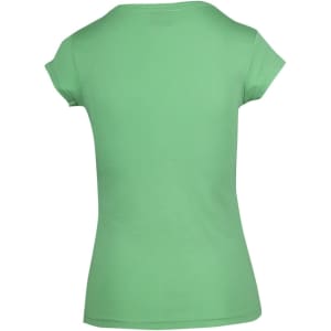 A green Women's Hanley T-shirt featuring a fitted design and cap sleeves, with a branding logo at the back.