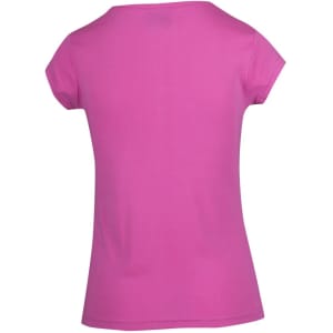A pink women's Hanley T-shirt with short sleeves, featuring a simple design and a back view.