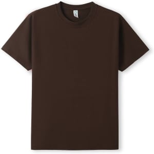 A brown modern fit t-shirt with short sleeves and a simple design, featuring a logo.