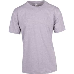 A grey modern fit T-shirt with short sleeves and a logo on the label.