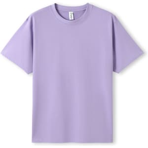 A lilac unisex modern fit tee featuring a classic crew neckline and short sleeves, with a simple logo on the label.