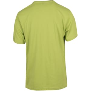 A unisex modern fit tee in a vibrant green colour, featuring a plain back without any graphics or logos.