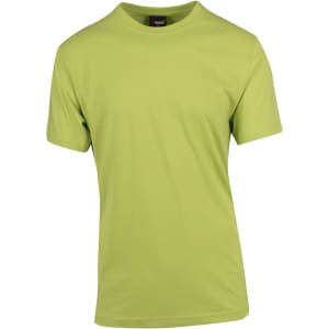 A green unisex modern fit T-shirt with short sleeves and a round neckline, featuring a small logo at the neck.