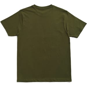 A green modern fit unisex T-shirt displayed from the back, featuring a simple design and no visible branding.
