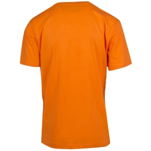 An orange unisex modern fit T-shirt displayed from the back, featuring short sleeves.