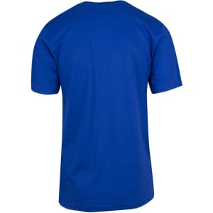 A blue unisex modern fit T-shirt displayed from the back. The shirt has short sleeves and a plain design.