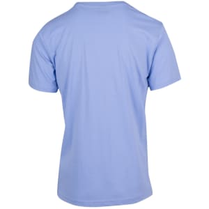 A light blue modern fit t-shirt with short sleeves and a plain back design. It includes a logo.