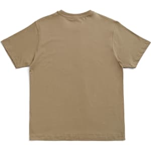 A unisex modern fit tee in a khaki colour, featuring a simple design and a logo.