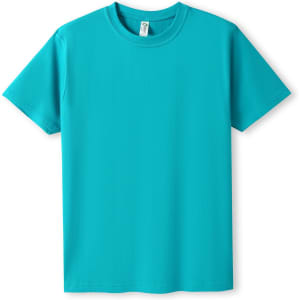 A turquoise unisex modern fit T-shirt with short sleeves and a crew neckline, featuring a tag inside.