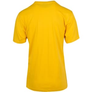 A yellow unisex modern fit tee with a plain back design and short sleeves.