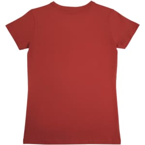A women's modern fit T-shirt in a solid red colour, featuring a crew neck and short sleeves. The back view is displayed.