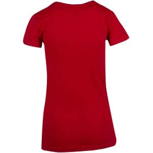 A red women's modern fit T-shirt with short sleeves, showcasing a plain back design.