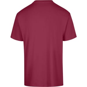 A maroon unisex regular t-shirt displayed from the back, featuring a simple design and a logo.