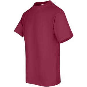 A maroon unisex regular T-shirt with a classic round neck and short sleeves. It includes a logo but no visible text.