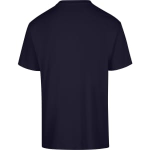 A navy blue unisex regular T-shirt featuring a plain design with a logo.