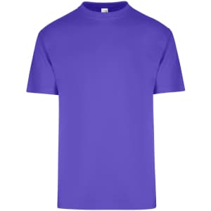 A purple unisex regular T-shirt with a crew neck and short sleeves, featuring a logo.