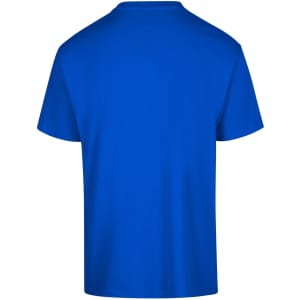 A blue unisex regular T-shirt with a crew neck and short sleeves. The back view highlights a solid colour design.