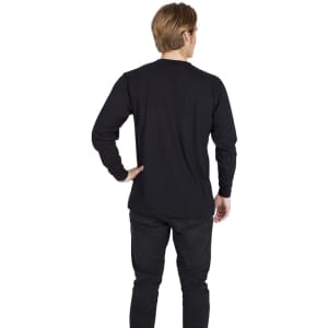 A black long sleeve T-shirt designed for men and unisex, featuring a simple back view.