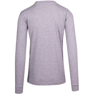 A men's/unisex long sleeve T-shirt in light grey, featuring a plain design with a logo on the back.