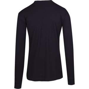 A black unisex long sleeve T-shirt featuring a plain back design and fitted sleeves.