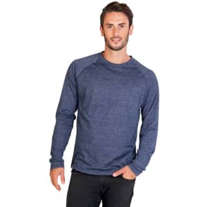 A long sleeve heather T-shirt in navy blue, featuring a relaxed fit and raglan sleeves.