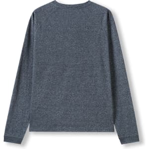 A grey long sleeve t-shirt with a raglan design and no visible logos or text.