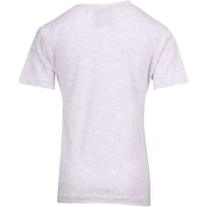 A light grey kid's regular T-shirt with a simple design, featuring a logo on the back.