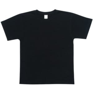 A black bamboo cotton T-shirt with short sleeves. The shirt features a tag and has a simple design.