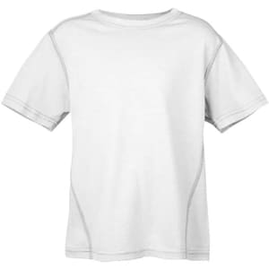 A white T-shirt featuring contrasting stitching, part of the Kids Heather Tees - Greatness Range.