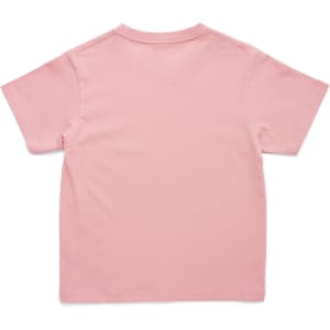 A pink kids' T-shirt with short sleeves, featuring a plain back design and no visible logos or patterns.