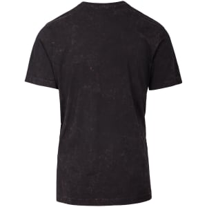 A black stone wash T-shirt with a simple design and a soft texture. Features a logo on the back.