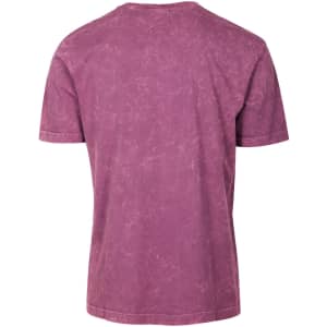 A kid's stone wash T-shirt in a light mauve colour with a relaxed fit. It features a logo on the back.