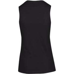 A sleeveless black women's tee from the Greatness Range, featuring a simple design and no embellishments.